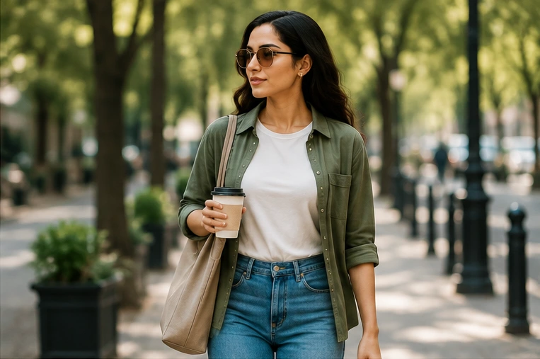Person in a casual everyday outfit while out and about