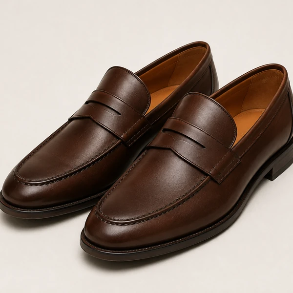 Brown leather loafers
